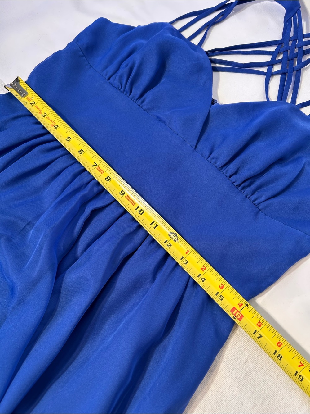 Royal Blue Midi Formal Dress with Pockets Multi-Strap Shoulders SizeL HoCo Prom - Picture 7 of 13